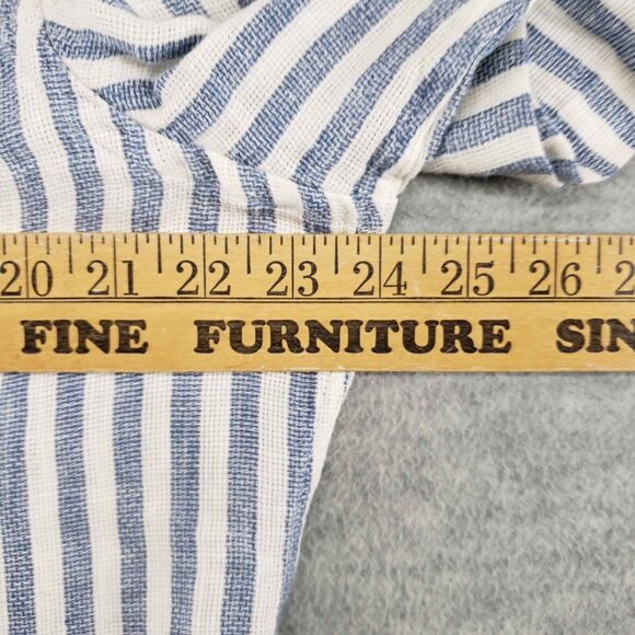 Faherty Palma Linen Shirt Mens Large White Blue Striped Tropical Hawaiian - Picture 4 of 6